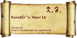 Kondás Henrik névjegykártya