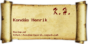 Kondás Henrik névjegykártya
